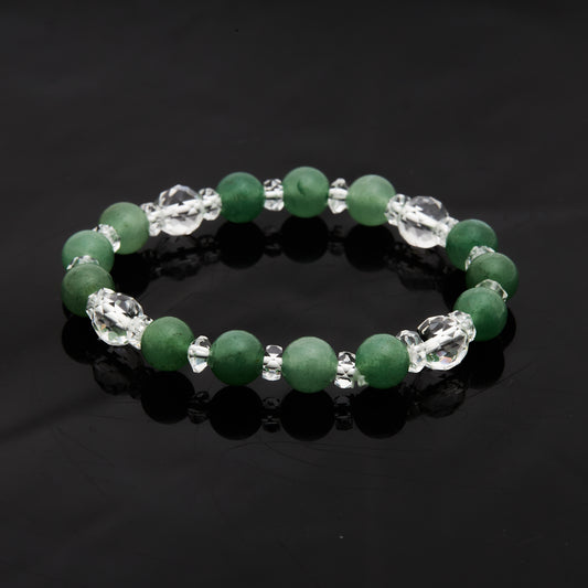 アベンチュリン × カット水晶|静けさの中に宿る光ブレスレット8mm(H0069)