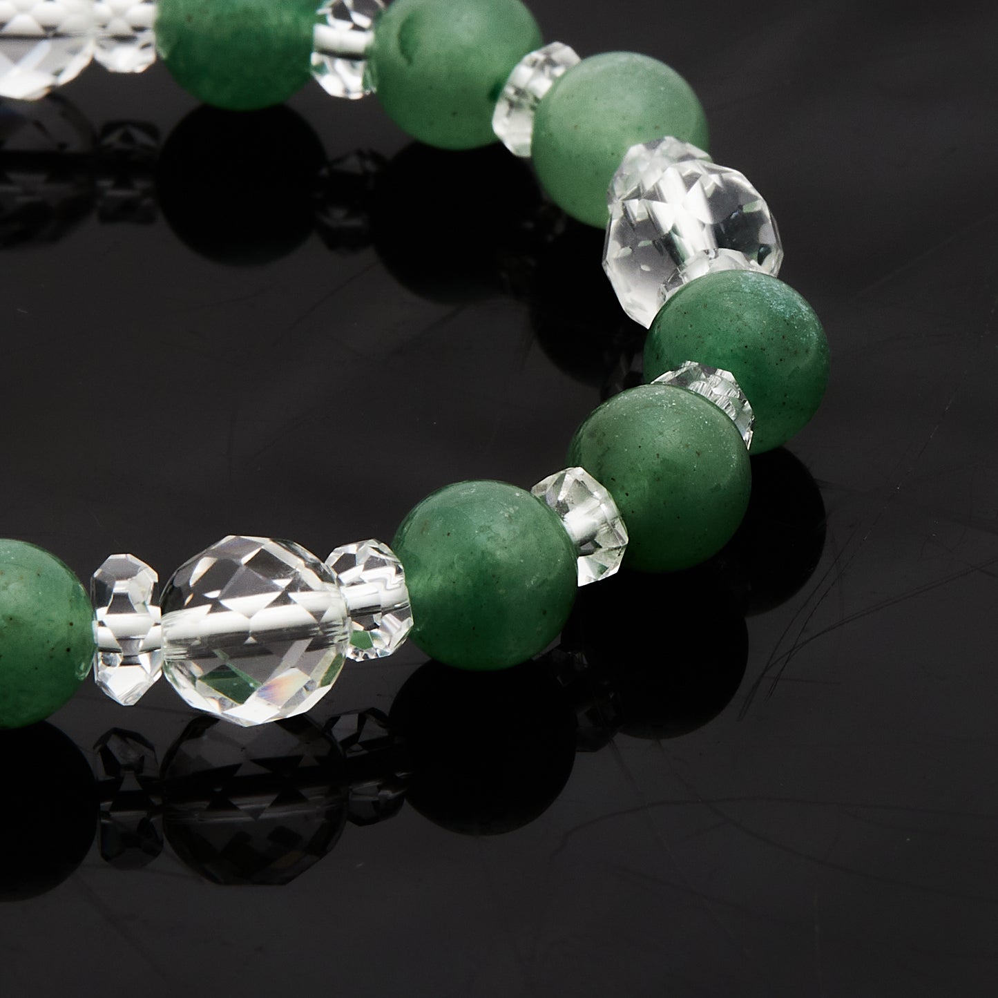 アベンチュリン × カット水晶|静けさの中に宿る光ブレスレット8mm(H0069)