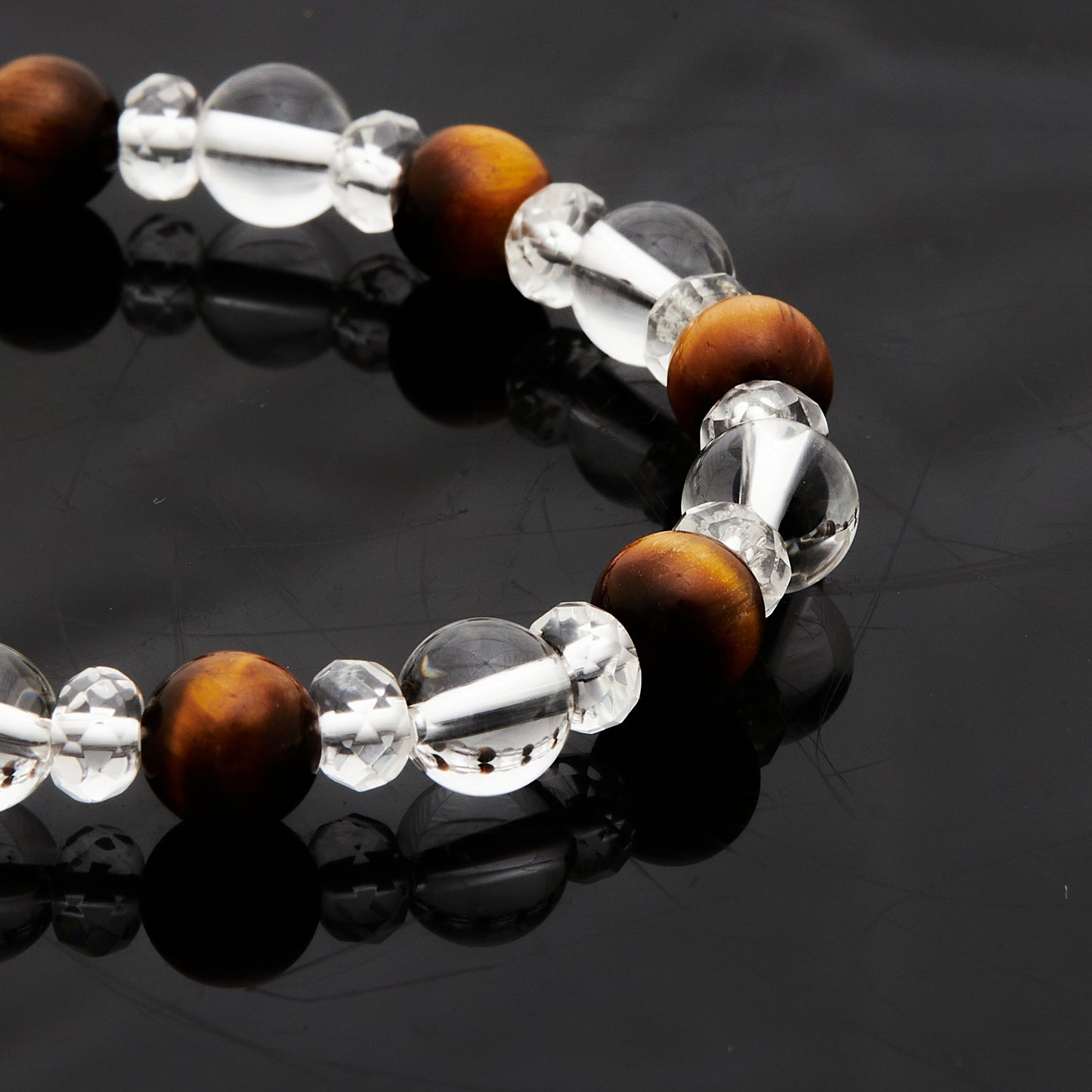 タイガーアイ × 水晶|信念と洞察のブレスレット8mm(H0072)