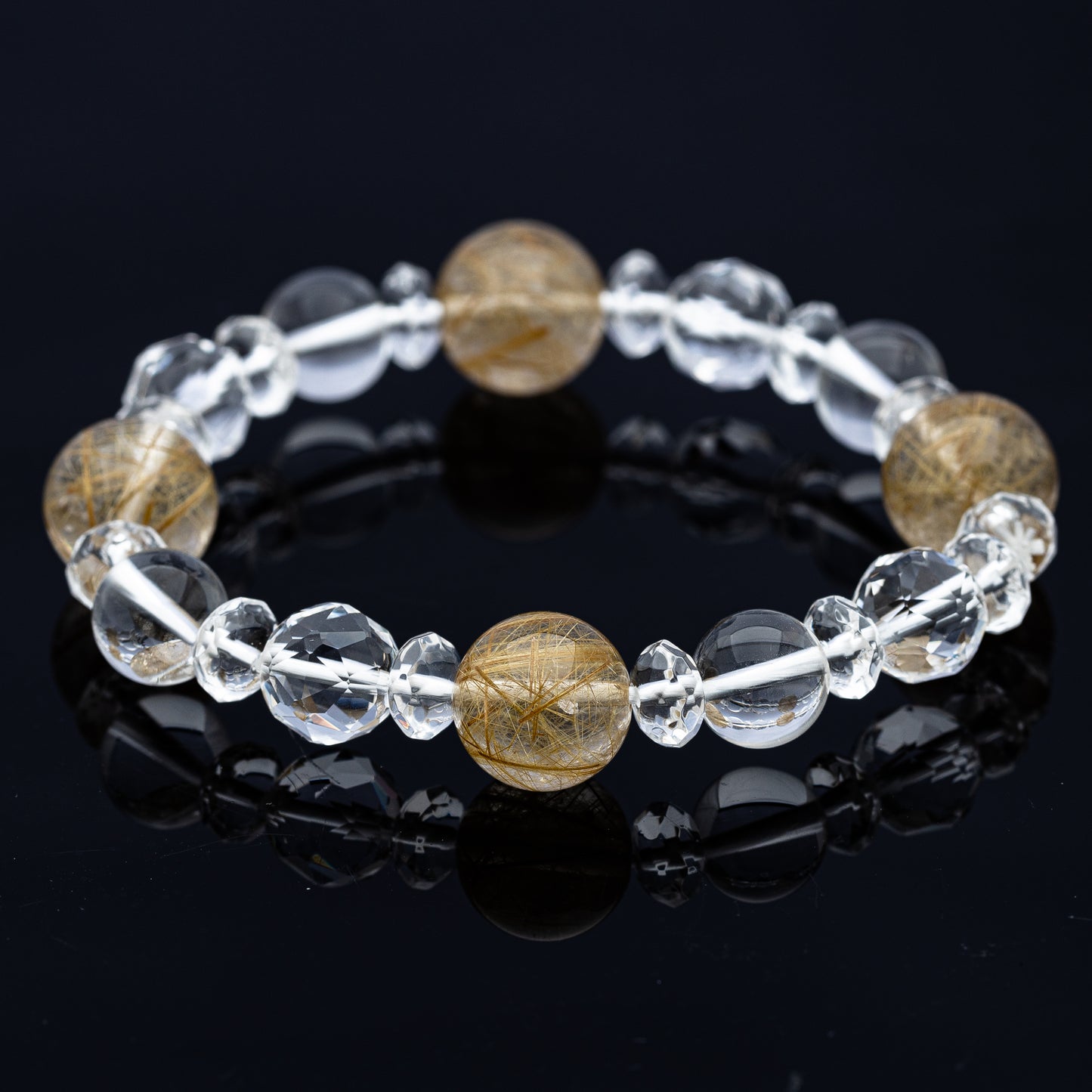 ガツっと金運 ルチル&水晶MIX パワーストーンブレスレット13mm