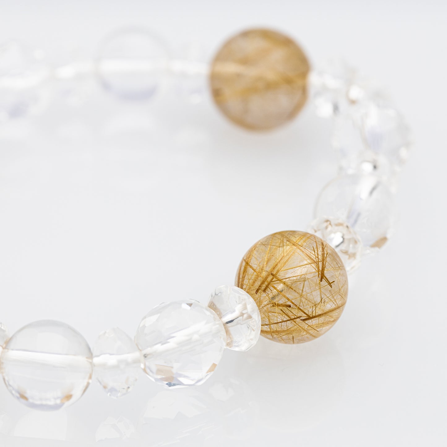 ガツっと金運 ルチル&水晶MIX パワーストーンブレスレット13mm