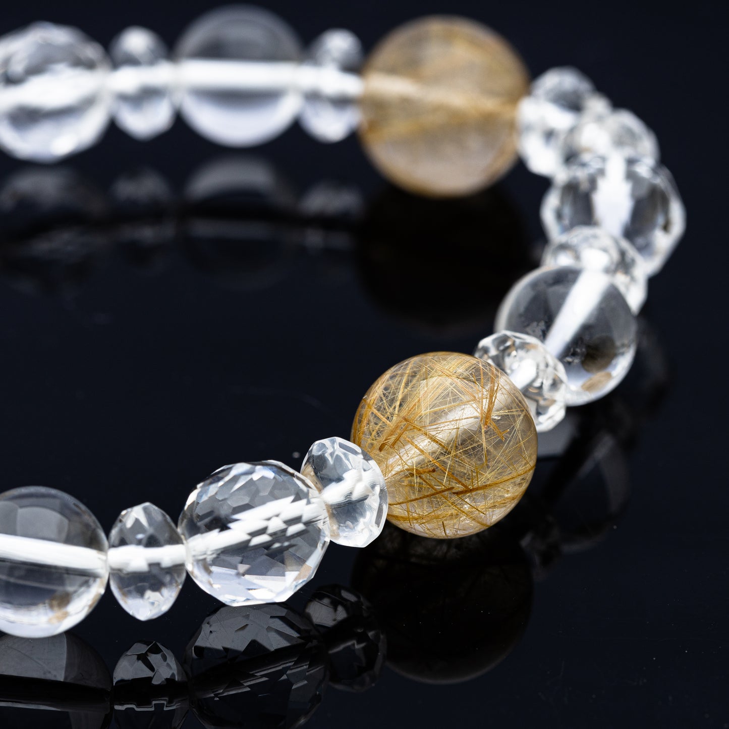ガツっと金運 ルチル&水晶MIX パワーストーンブレスレット13mm