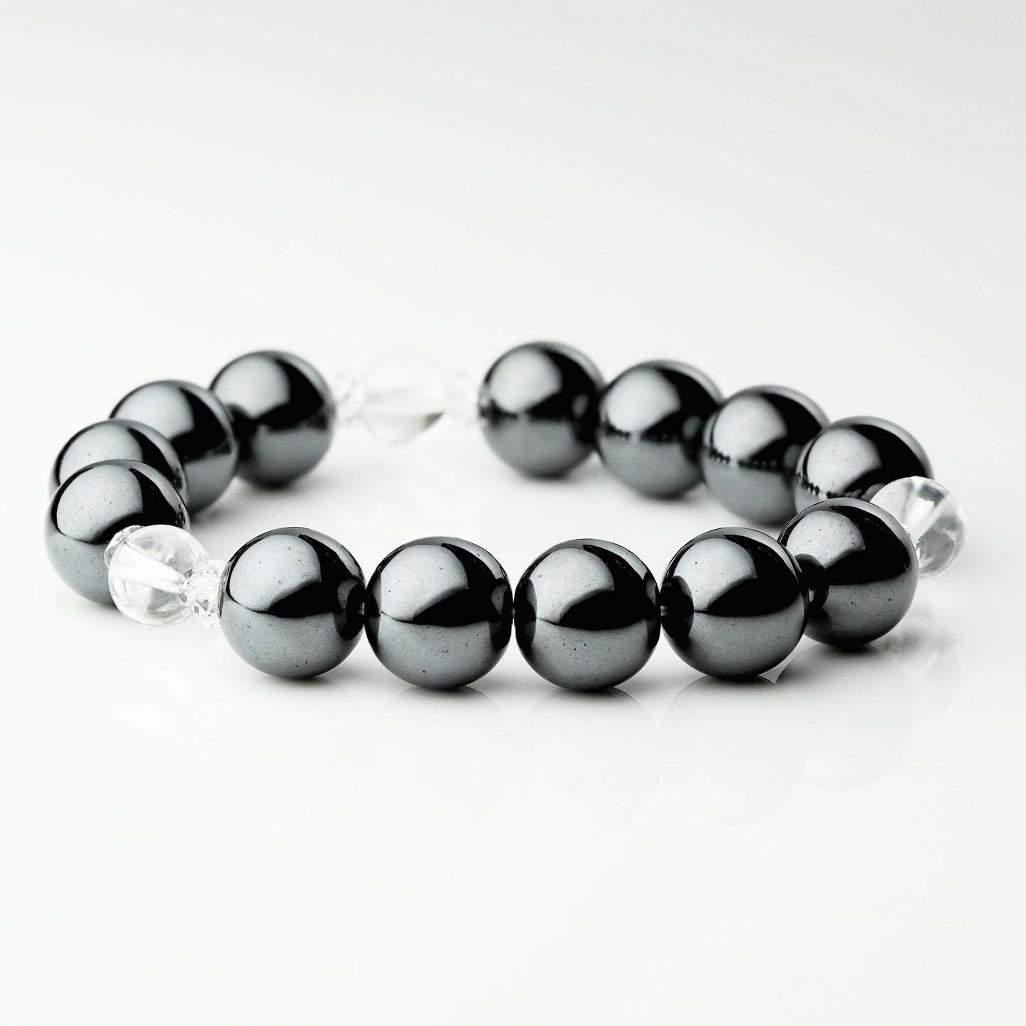 ヘマタイト×水晶｜圧倒的な存在感のブレスレット12mm(H0102)