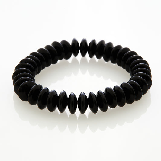 オニキス（そろばんカット）｜研ぎ澄まされた意志を象徴する“漆黒の洗練”ブレスレット12mm(H0035)