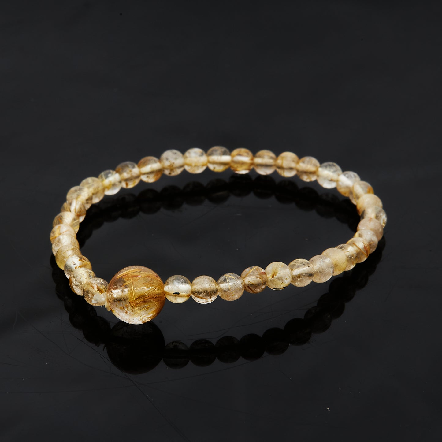ルチルクォーツ｜一点の輝き、流れる金脈ブレスレット10mm,5mm(H0064)