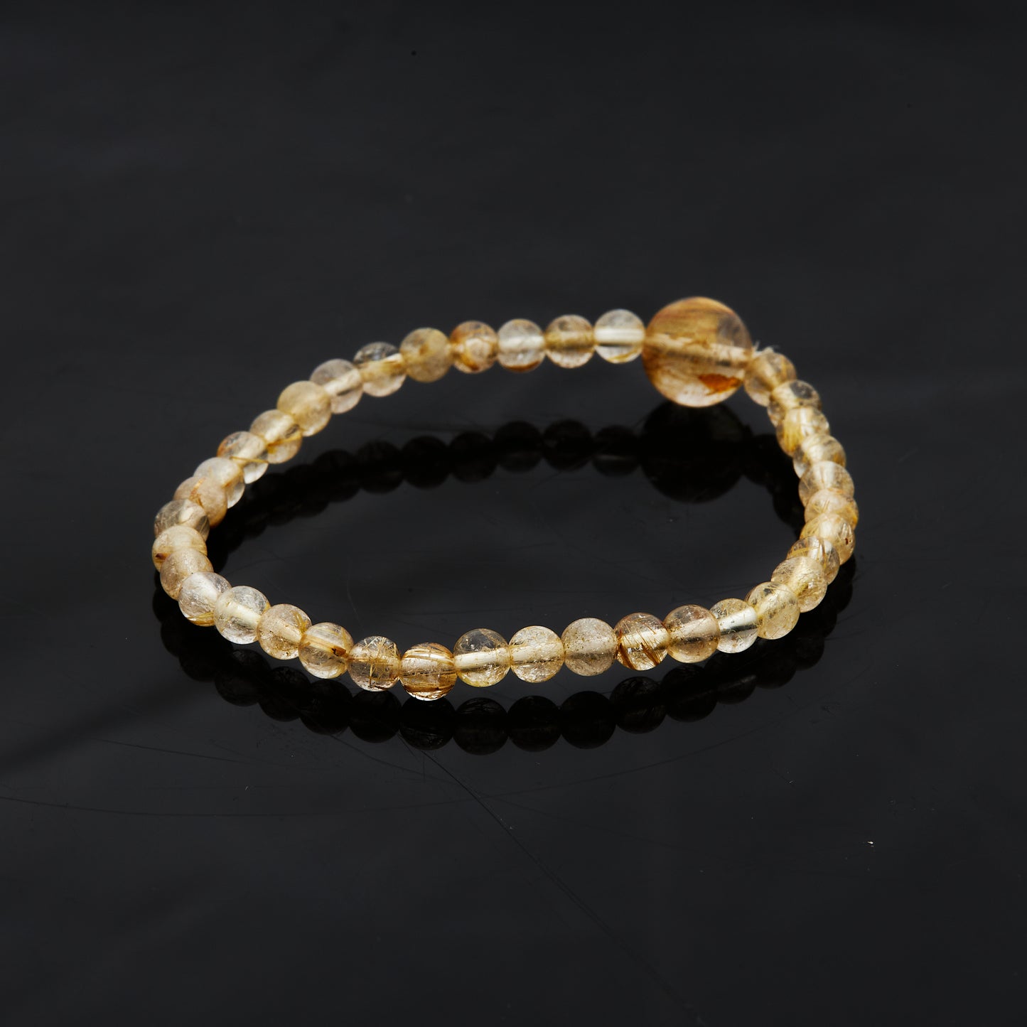 ルチルクォーツ｜一点の輝き、流れる金脈ブレスレット10mm,5mm(H0064)