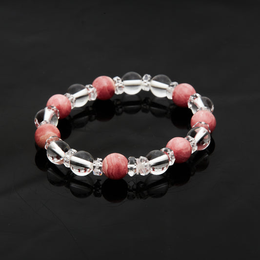 インカローズ × 水晶｜愛と浄化のハーモニーブレスレット8.5mm(H0065)