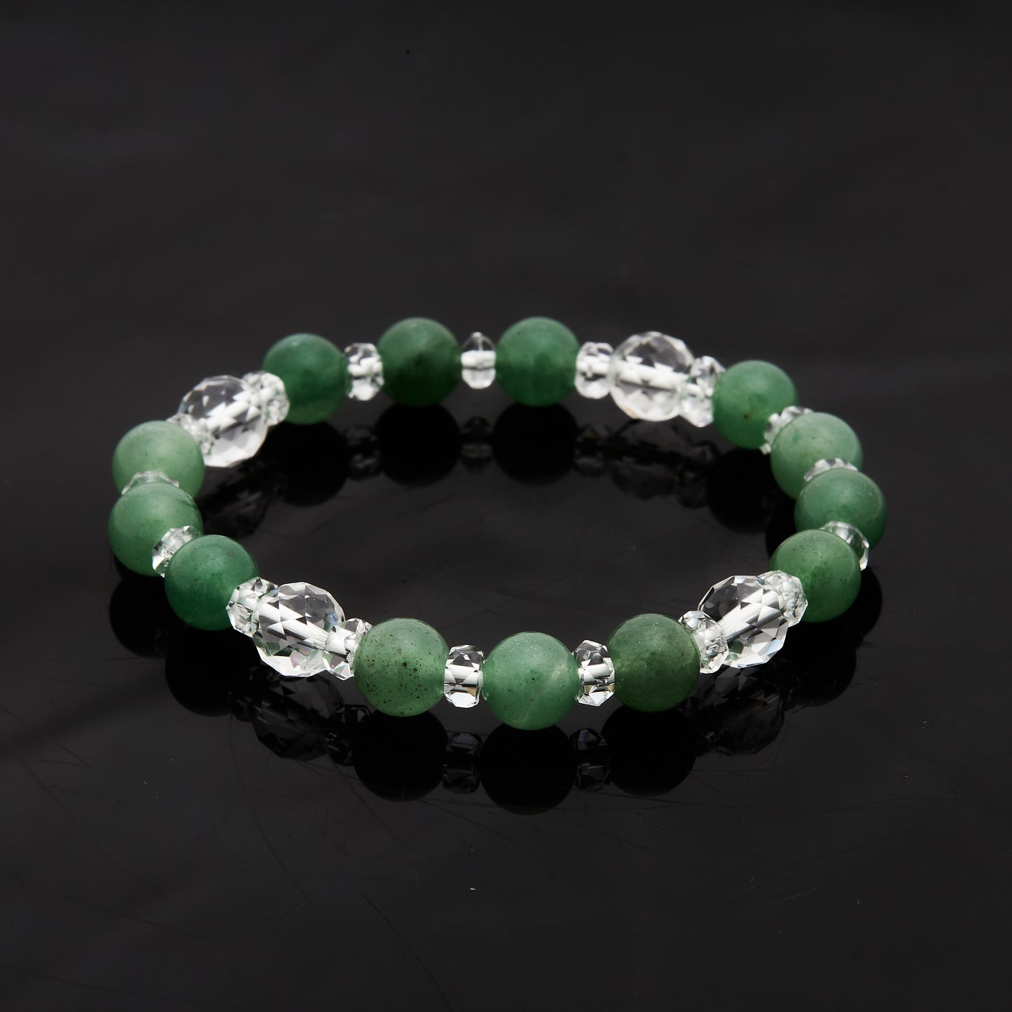 アベンチュリン × カット水晶｜静けさの中に宿る光ブレスレット8mm(H0069)