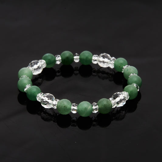 アベンチュリン × カット水晶｜静けさの中に宿る光ブレスレット8mm(H0069)