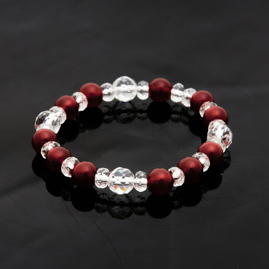 レッドアゲート × カット水晶｜情熱と静寂の均衡ブレスレット8mm(H0070)