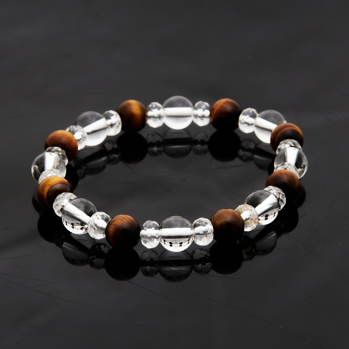 タイガーアイ × 水晶｜信念と洞察のブレスレット8mm(H0072)
