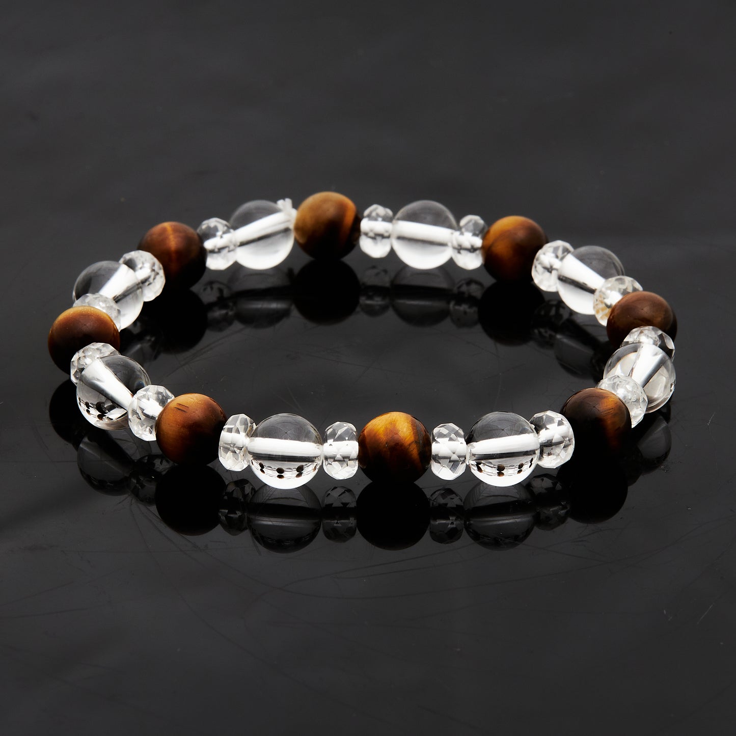 タイガーアイ × 水晶｜信念と洞察のブレスレット8mm(H0072)